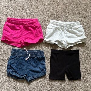 18M Girls 4-Pack Shorts - Hot Pink, White, Denim & Black